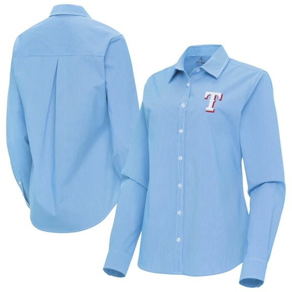 Women's Antigua Powder Blue Texas Rangers Porter Woven Long Sleeve Button-Up Shirt