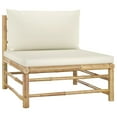 thumbnail image 4 of vidaXL 11 Piece Patio Lounge Set with Cream White Cushions Bamboo, 4 of 7