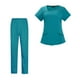 thumbnail image 5 of Conjuntos de uniforme médico para mujer, uniforme de enfermera de verano, manga corta, top y pantalones suaves. Azul Oscuro Medio, 5 of 9