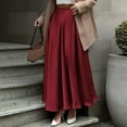 thumbnail image 2 of MIXUE Skirts For Women Summer Satin Solid Color Elastic High Waist Elegant Party A Line Maxi Skirt Streetwear,Red,L, 2 of 7