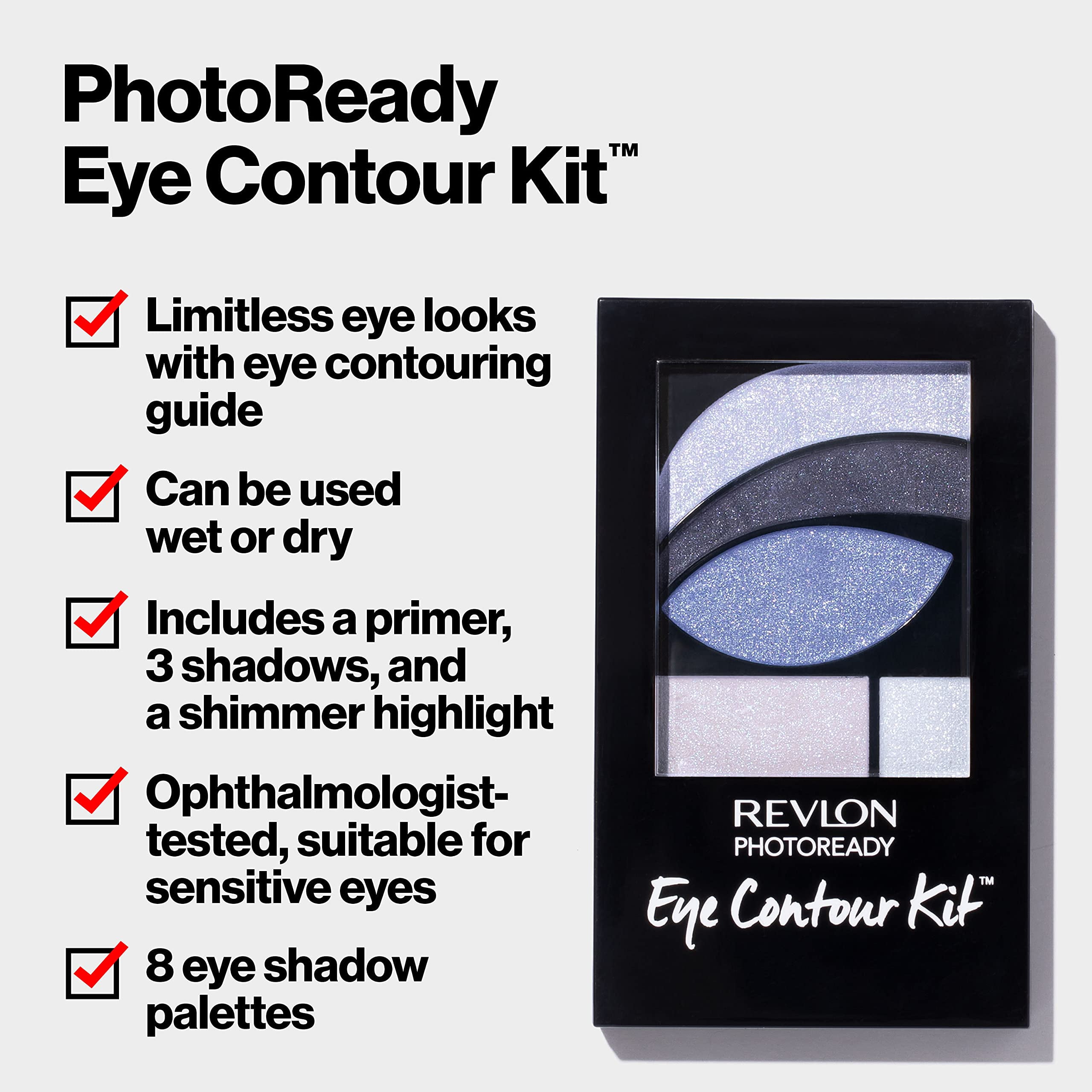 Revlon Photoready Eye Contour Kit: 5 Shades of Eclectic Eyeshadow Palette - Double-Ended Brush Included! Limited Offer!