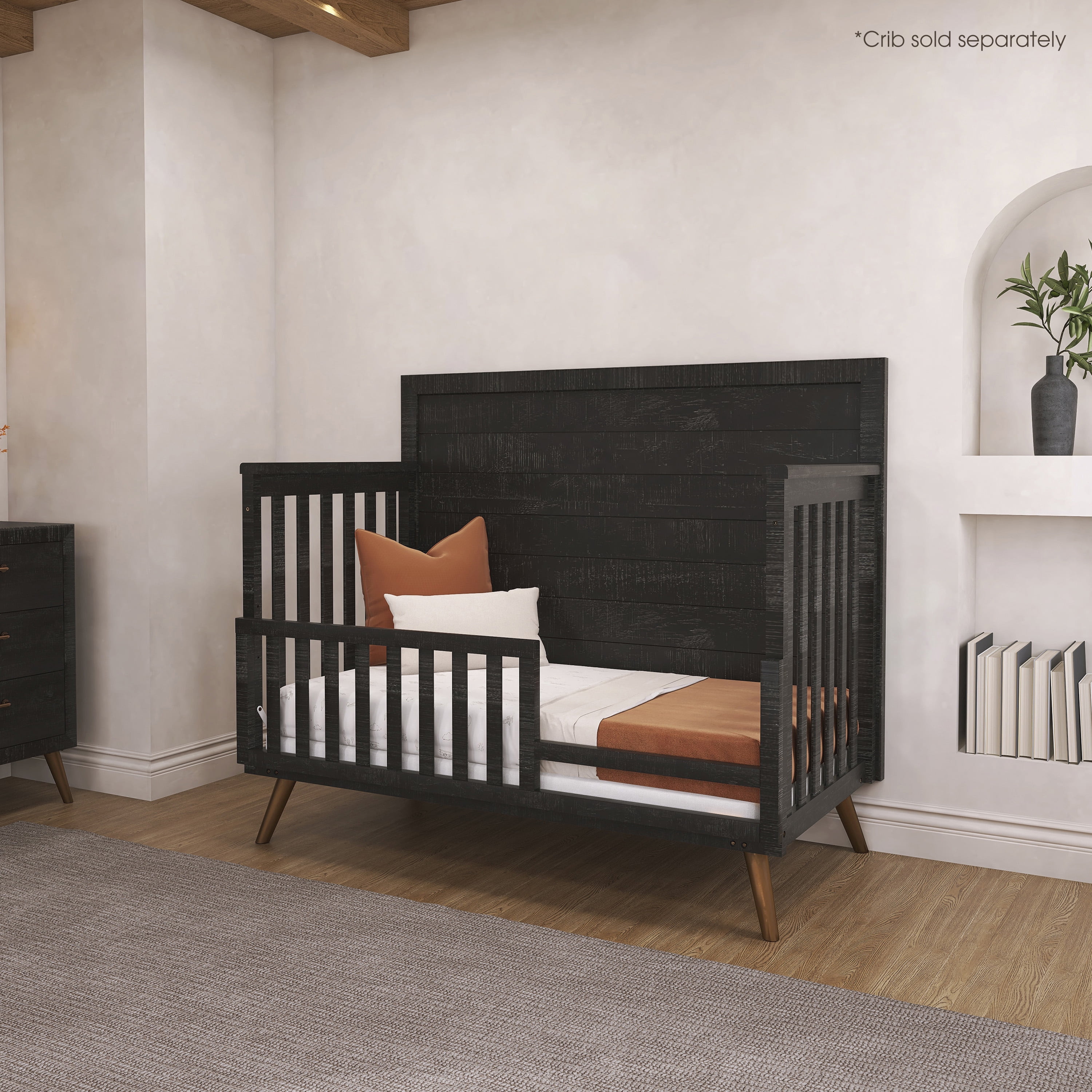 Evolur Convertible Crib Toddler Guard Rail I Full Assembly I Lasting Quality In Onyx Black