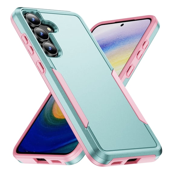 for Samsung Galaxy S26 Plus Case, Dual Layers Shell Hard PC Soft TPU Back Shell Heavy Duty Military Drop Protection Rugged Shockproof Hybrid Case for Samsung Galaxy S26 Plus, Green/Pink
