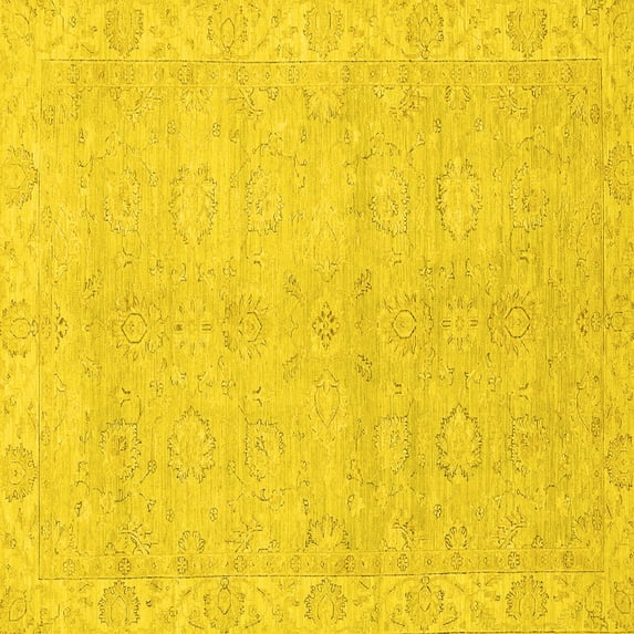 Ahgly Company Indoor Square Abstract Yellow Modern Area Rugs, 4' Square