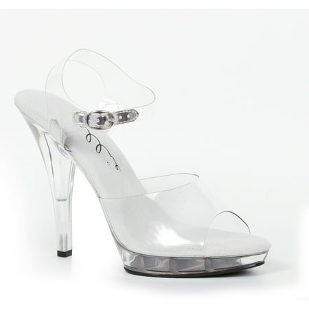 

Ellie Shoes E-521-Brook-W 5 Heel Clear Womens WIDE Width Sandal. Clear / 6