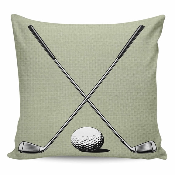 Golf Ball Club Pillow Covers 20x20 Inch Decorative Throw Pillow Cover, Sports Abstract Vintage Green Sofa Pillowcases Accent Cushion Case Home Decor Bedroom Living Room