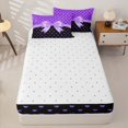 thumbnail image 4 of Homewish Girly Purple Bow Tie Zipper Twin Comforter Sets with Fitted Sheet and 2 Pillowcases,Cute Loves Heart Zipper Bedding Set For Kids,Reversible,4 Pieces, 4 of 7