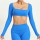 thumbnail image 1 of 2024 Pad Nylon Yoga manga larga mujeres Yoga Top correr al aire libre Fitness Brush camiseta de manga larga gimnasio entrenamiento Push Up deportes Top, 1 of 5