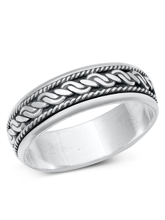 Sterling Silver Bali Spinner Ring Size 13