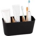 thumbnail image 1 of Soportes para cepillos de dientes para baños, organización de cepillos de dientes de bambú con 3 ranuras, organizador de mostrador de baño, encimera, negro, 1 of 5