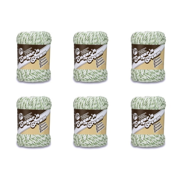 Lily Sugar'N Cream Green Twist Yarn - 6 Pack of 57g/2oz - Cotton - 4 Medium (Worsted) - 95 Yards - Knitting/Crochet