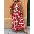thumbnail image 6 of Women's Maxi Sets Print Top High Waist Outfits Skirt for Vacation Red XS, 6 of 9