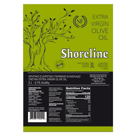 Shoreline Cretan Extra Virgin Olive Oil 3 Liter Bag In