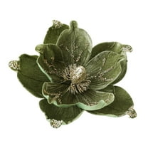 Shoreew Artificial Poinsettia Flower Picks Velvet Glitter Magnolia Flower with Stem Christmas Tree Ornaments for Xmas New Year Party Wedding Holiday Decor