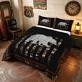 thumbnail image 2 of Manfei Jungle Bear Queen Comforter Set, Retro US Flag Comforter Sets Queen, Brown Black, Black Reversible 3 Pieces, 1 Comforter and 2 Pillowcases, 2 of 6