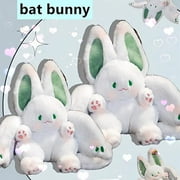 2023 New Bat Rabbit Plush Toy,Cute Bat Bunny Plush Toy with Wings for Kids and Adults Gifts (White)
