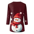 thumbnail image 5 of Christmas 3/4 Sleeve Tops for Women Plus Size Round Neck Shirts Glitter Xmas Tree Printed Holiday Pullover Top Merry Christmas Party Trendy Half Sleeve Shirts, 5 of 5