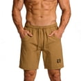 thumbnail image 3 of Afuyipoi ​Men's 5-inch Inseam Wide-Leg Shorts Lightweight Breathable Training Shorts, Trendy Letter Print Athletic Shorts with Drawstring Waist Brown Size 4XL, 3 of 6