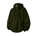 thumbnail image 5 of JSheng Men's Oversized Hoodies Pullover Long Sleeve Drawstring Sweatshirt with Pocket Fall Winter Casual Solid Loose Sweatshirts Z-Army Green L, 5 of 5