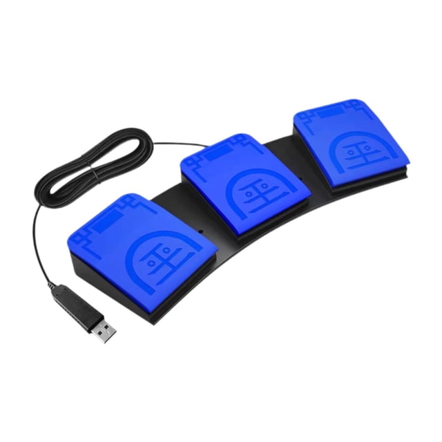 Pedal de tres pedales USB, pedal programable de 3 teclas para control de instrumentos Azul
