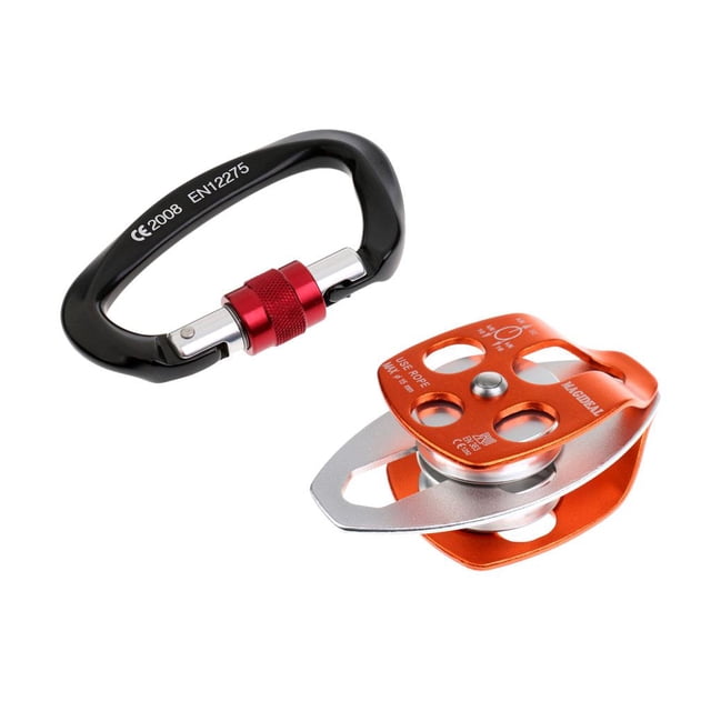 Polea de Doble Cuerda Zulema 32KN Outdoor Climbing + 25KN Mosquetón de Bloqueo