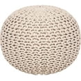 thumbnail image 4 of Round Pouf Ottoman - Cable Knitted Boho Poof - Home Décor Cord Pouffe Handmade Circular Footrest for Living Room - Bedroom - Kids Bedroom - 100% Cotton Pouf (19.5"x19.5"x14") - Ivory, 4 of 21
