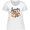 thumbnail image 3 of Inktastic Thanksgiving Sweeter Than Pumpkin Pie Women's Plus Size T-Shirt, 3 of 5