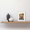 thumbnail image 2 of Kitchen Hearth Fireplace With Multicoloured Tiles Folk Art Watercolour Painting Artwork Framed Print Wall Art 9X7 Inch, 2 of 5