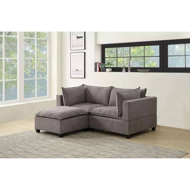 6 75 Stone Gray Madison Fabric Sectional Loveseat With Ottoman And Back Cushions Com 6 75 Stone Gray Madison Fabric, Madison Sofa Loveseat Chair And Ottoman Stationary Set