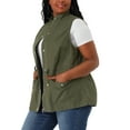 thumbnail image 4 of Agnes Orinda Women's Plus Size Sleeveless Anorak Cargo Coats Zip Button Drawstring Waist Vest Jackets 1X ArmyGreen, 4 of 7