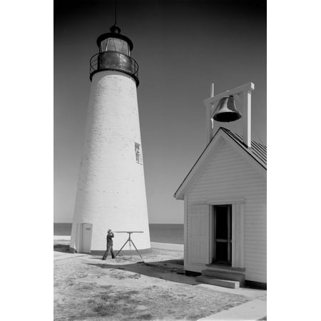Maryland Lighthouses - Cove Point Lighthouse, Maryland Print Wall Art By A. Aubrey Bodine