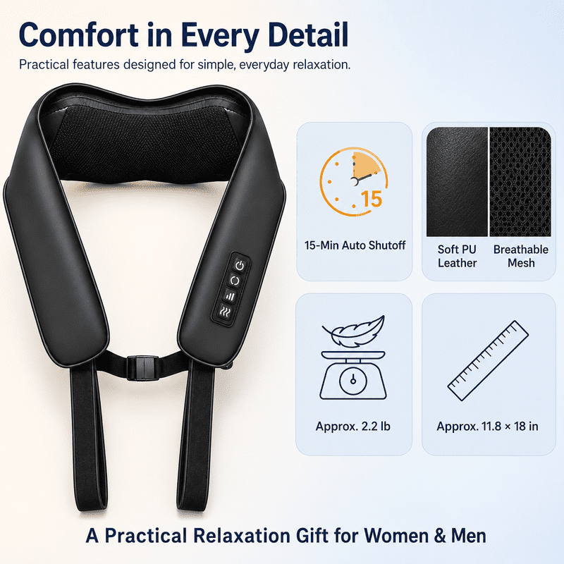 Shiatsu Neck Massager with Heat for Pain Relief Deep Tissue for Shoulder | Heated Neck Massager FSA Eligible HSA, Corded Portable Back Massager for Home Office Car, Gifts for Wife Husband