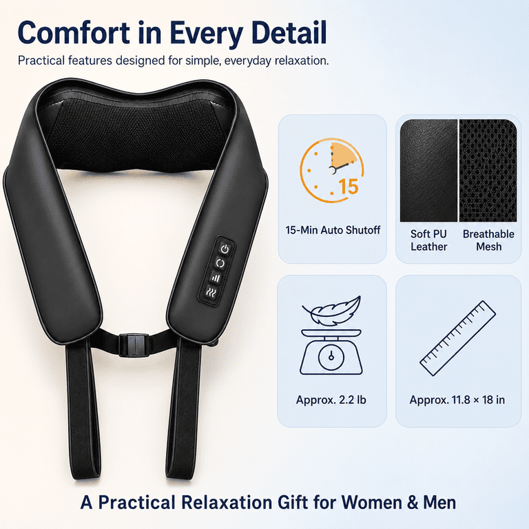 Shiatsu Neck Massager with Heat and Deep Tissue Kneading photo 6