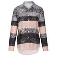 thumbnail image 2 of Daeful Chemises Col Revers T-shirt Manches 3/4 Tops Femmes Rétro Bouton de Mode Blouse Kaki M, 2 of 7