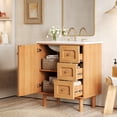 thumbnail image 3 of Euroco 30 Inch Bathroom Vanity with Ceramic Sink, Bathroom Vanity with 3 Drawers, 1 large Soft Closing Door, Farmhouse Bathroom Storage Cabinet , Ideal for Home, 3 of 9