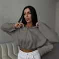 thumbnail image 2 of AherBiu Cropped Sweatshirt Jackets for Women Stretchy Zip up Hoodie Long Sleeve Fleece Lined Outwear, 2 of 7