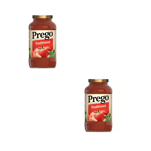 Prego Pasta Sauce Traditional Italian Tomato Sauce 24oz, Pack of 2, Rich Tomato Sauce, Ideal for Pasta, Italian Flavor, Hearty Meal Base