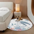 thumbnail image 2 of Coastal Turtle Round Area Rug 8Ft Washable Large Circle Rugs for Living Room Dorm, Summer Beach Nautical Ocean Coral Seahorse Non-Slip Carpet Floor Mats Indoor Outdoor Carpet Runner Home Decor, 2 of 8