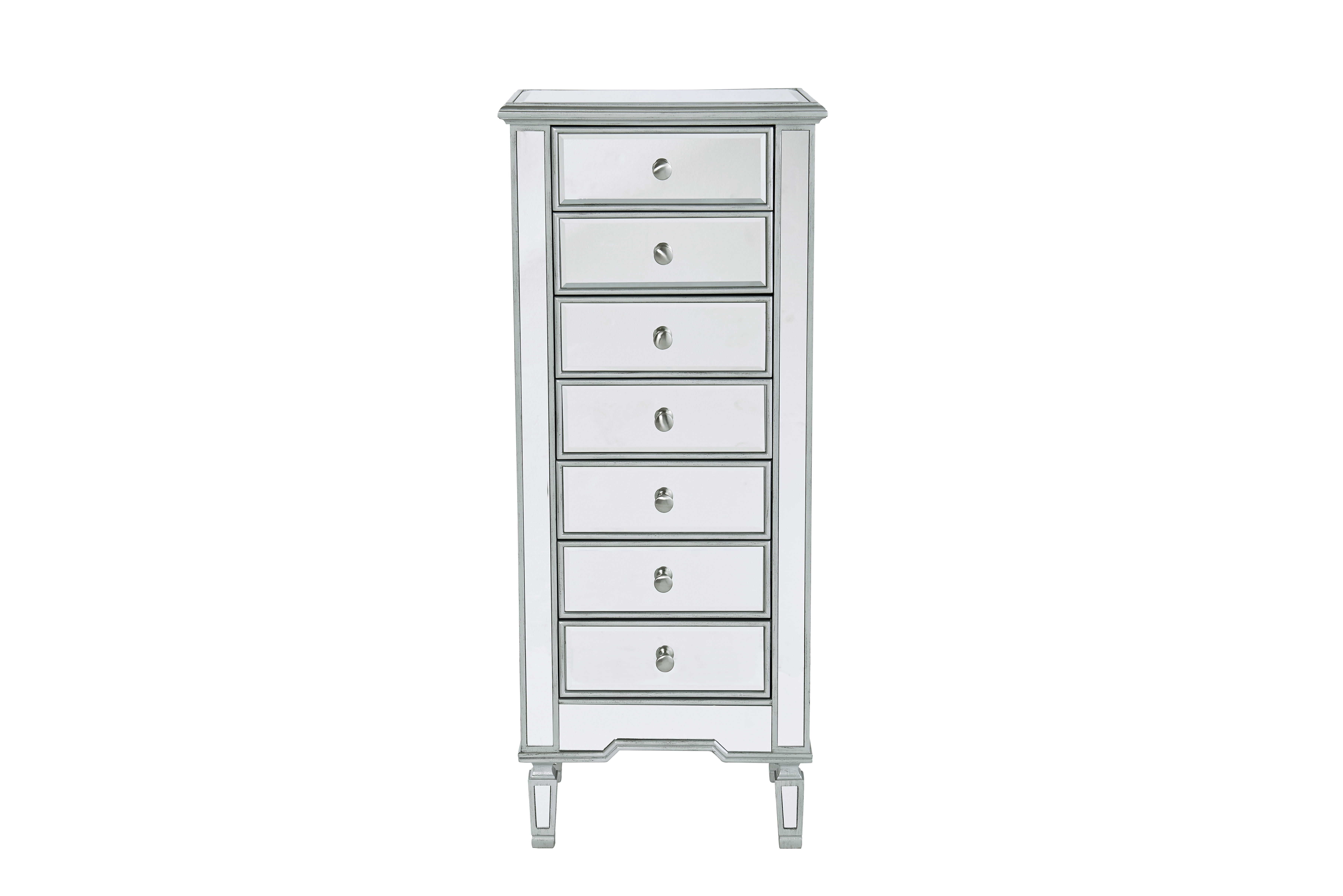 Lingerie Chest 7 drawers 20in. W x 15in. D x 48in. H in antique silver ...