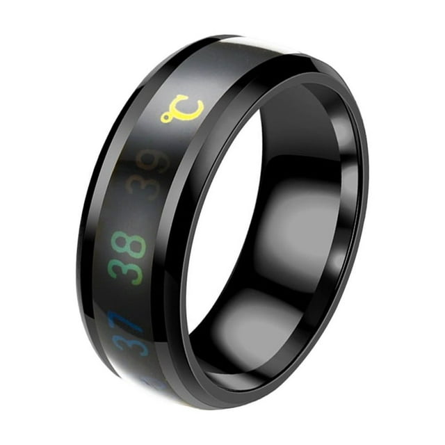 Anillo inteligente de acero de titanio con temperatura ajustable, talla 10, para parejas. Cambia de color según el número.