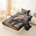 thumbnail image 2 of Castle Fairy Roaring Brown Bear Twin Sheets 3pcs,Log Cabin Mountain Woodland Bedding,Teal Brown Green,1 Fitted Sheet, 1 Flat Sheet and 1 Pillowcase, 2 of 6