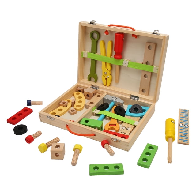 Juego de herramientas de madera para niños pequeños, rompecabezas educativo de simulación, conjunto de tuercas de tornillo, conjunto de herramientas para niños, juguetes para niños, regalos