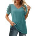thumbnail image 3 of Coferset Summer Womens Tops V Neck T Shirts Swiss Dot Puff Sleeve Tops Loose Casual Tshirts Blouses for Women, 3 of 7