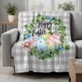 thumbnail image 2 of Easter Blanket Soft Cozy Warm Throw Blanket for Couch, Plush Fuzzy Flannel Fleece Blankets for Sofa, Spring Colorful Eggs Flower Leaf Grey Plaid Checkered Bed Blankets Gifts for Men, 40"x50", 2 of 9