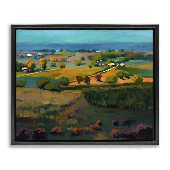 Stupell Industries Countryside Farms Landscape Landscape & Nature Painting Black Floater Framed Canvas Art Print Wall Art, 21 x 17