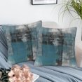 thumbnail image 4 of Abstract Art Painting Throw Pillow Cover Case Turquoise Grey Throw Pillows Set of 2 Super Soft Pillow Covers 18x18 Inches Farmhouse Home Decor for Living Room Bedroom Sofa Couch Cushion Cover, 4 of 6