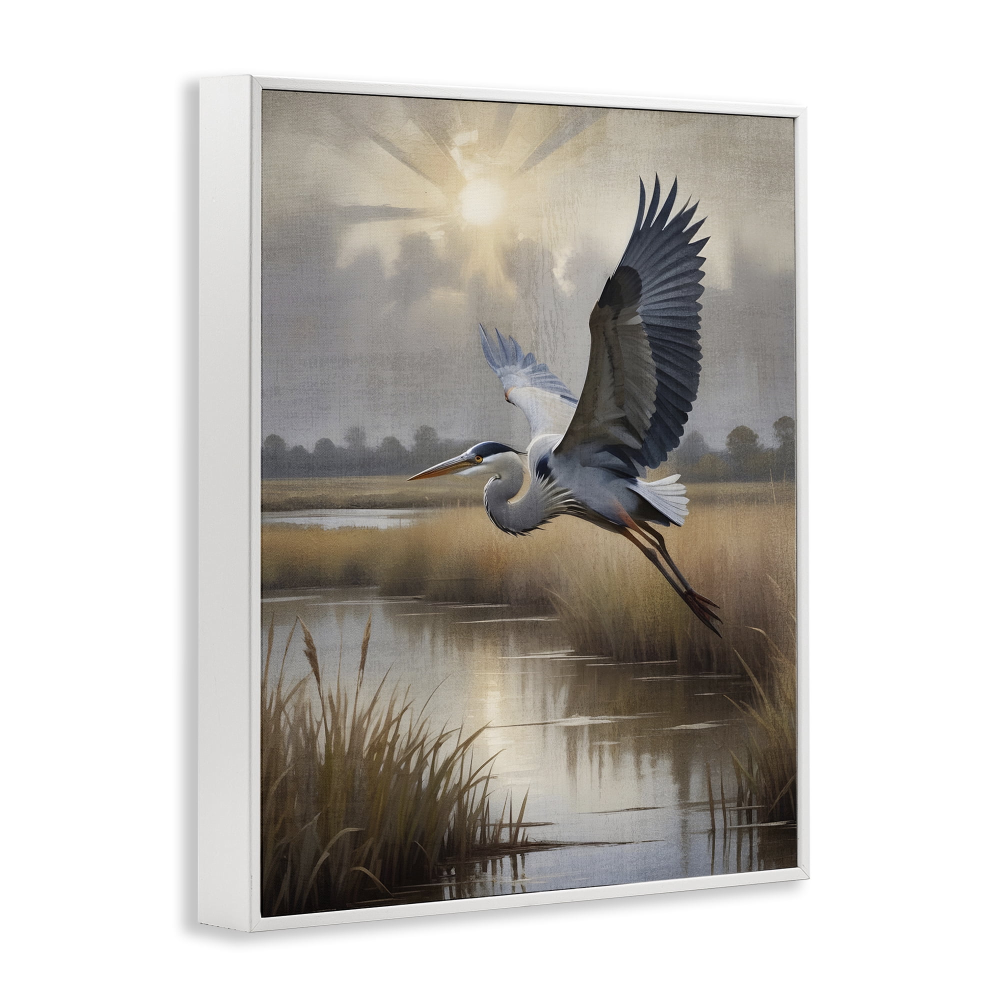 Stupell Industries Heron Flight over Wetlands White Framed Giclee Art, design by Susan Arnot