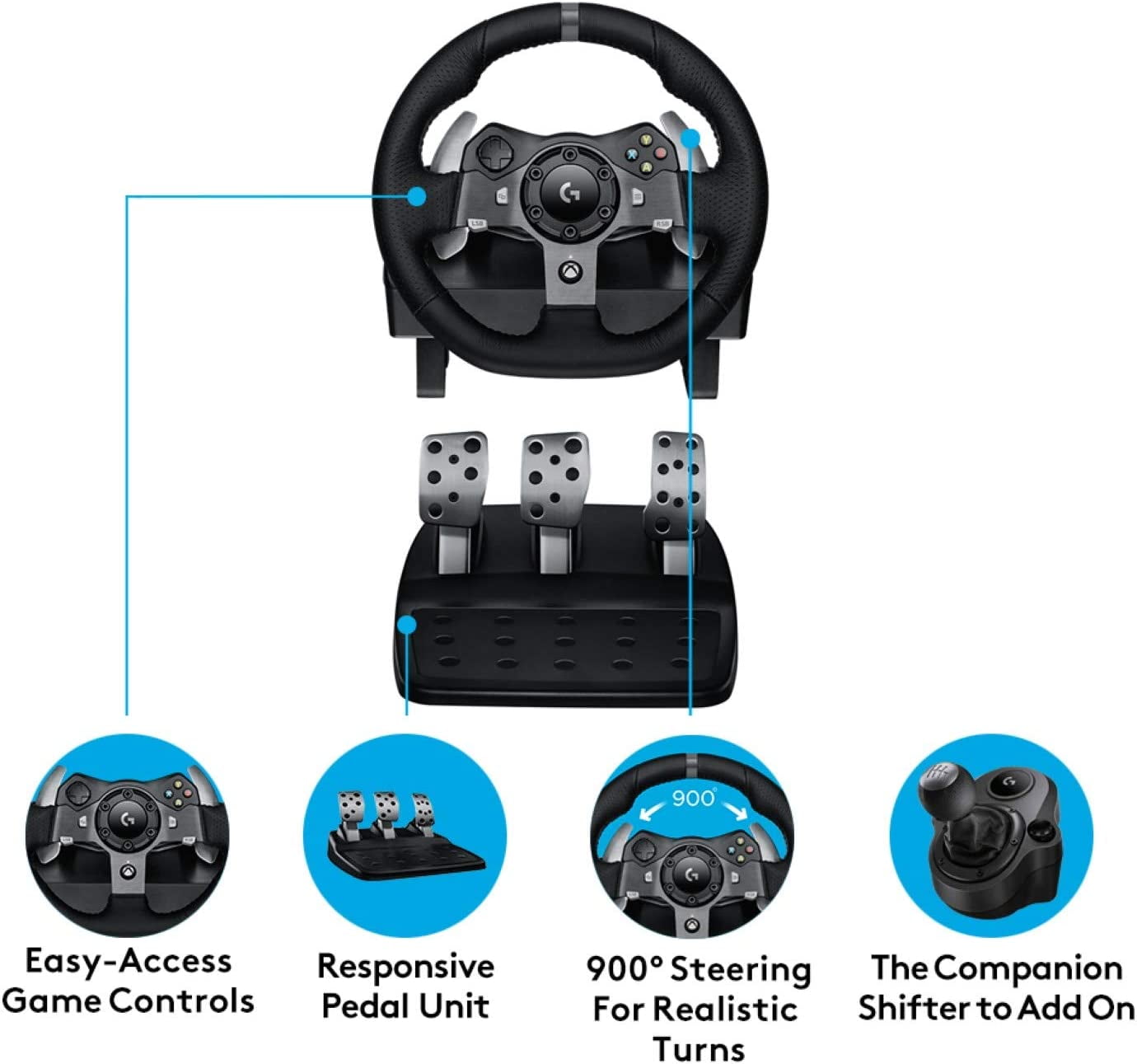 G920 Racing and Pedals PC, Xbox X with Logitech Shifter - Walmart.com