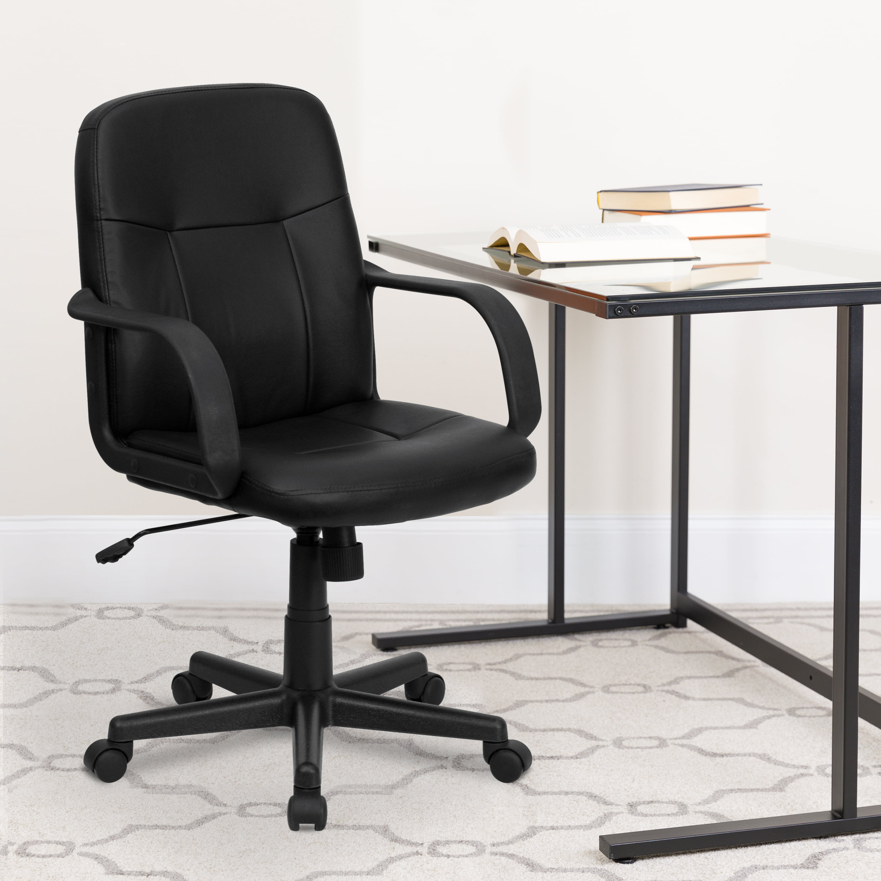 Flash Furniture Mid-Back Manager Chair with Arms, Black - Walmart.com
