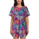 thumbnail image 1 of Balery Tropical Leaves Conjunto de Pijama para Mujer con Estampado, Dos Piezas de Manga Corta y Shorts, Ropa de Dormir Suave con Cuello Redondo y Bolsillos-Large, 1 of 6